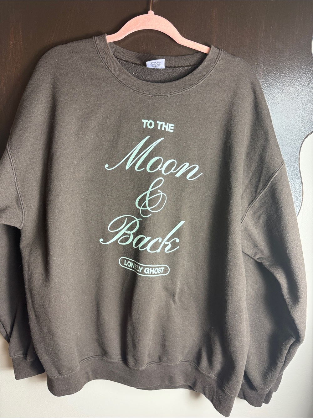LONELY GHOST Black Sweatshirt with Mint Print - "To The Moon & Back"
